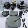 Gibson Elite Soho Lounge Square Reactive Glaze Stoneware Dinnerware Set,