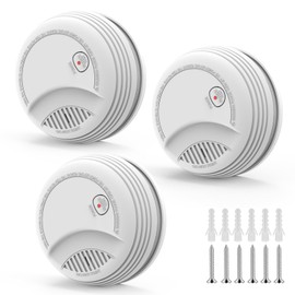 3 Pack Smoke Detector, Photoelectric Sensor Battery-powered Fire Smoke Alarm, LED warning light 85 dB alarm sound, low battery warning, mute and test buttons, suitable for living rooms, bedrooms, etc.