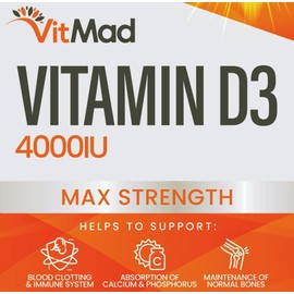 Vitamin D3 4000IU - 365 Tablets Max Strength Sun Bones Immune Immunity Support