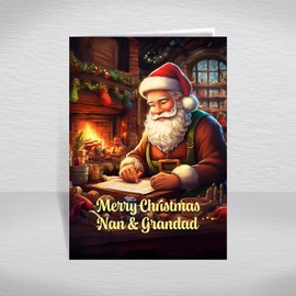 Nan and Grandad Christmas Card, A5 Special Christmas Card for Nan and Grandad, Grandparents Christmas Greeting Cards with Christmas Wishes Greetings Verse Inside: Traditional Santa Christmas Card