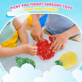 hopihy Picky Pad - 3pcs Skin Picking Fidget Toy, Fruits Picky Pad, Silicone Picking Fidget Pad, Sensory Pick Pad, Trichotillomania Toys for Skin Pickers, Dermatillomania, ADHD, OCD, Sensory Toys for Skin