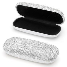 Soleebee Glasses Case Hard Case, Bling Rhinestone Hard Shell Glasses Case Glasses Box Portable Glasses Organiser Travel Glasses Box Storage for Women Glasses Sunglasses, silver