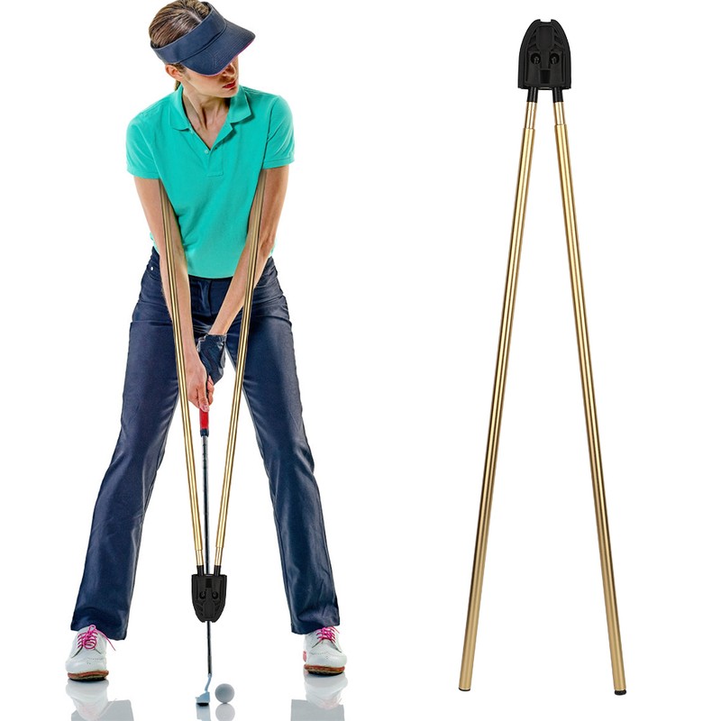 Retractable Gold Golf Training Aid Training Practice Tool Equipment Golf