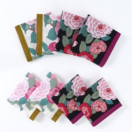 HOULIFE Women's Handkerchiefs - Flower Handkerchiefs, Women's Handkerchiefs, Pure 60S Combed Cotton for Everyday Use Wedding, 45 x 45 cm, 4/8 Pieces, mixed