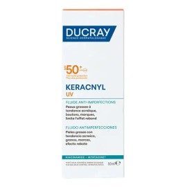 DUCRAY, Keracnyl UV Protector Solar Fluido, FPS 50+, Anti-imperfecciones, Control de Brillo y Prevención de Rebote, 50ml