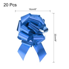 sourcing map 20pcs 6 Inch Metallic Large Big Pull Bow Gift Wrapping Bows Ribbon for Wedding Car Baskets Presents Christmas Bow, Blue