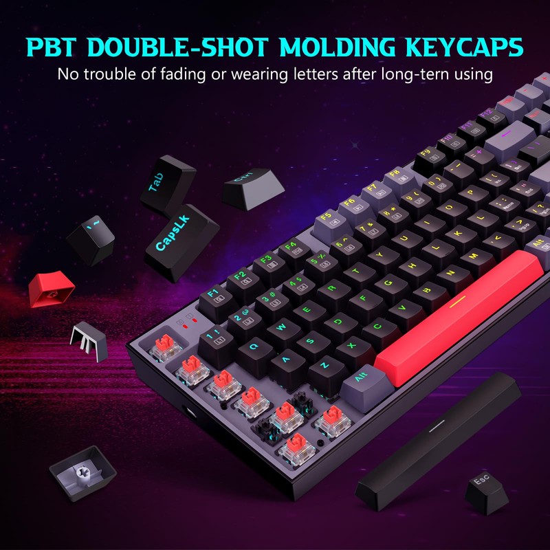 Redragon Mechanical Keyboard, Wired Gaming Keyboard with 94 Keys, Programmable