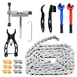DBREAKS Bicycle Chain, 6/7/8 Speed Bicycle Chain Tool, with Chain Breaker and Chain Tester, 6 Pairs Chain Lock, Bicycle Cleaning Brush, for Road Bike, Mountain Bike, etc.