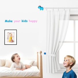 trencaHK Finials for Curtain Rods, Kids Curtain Pole Finial Ends, Cute Blue Horses Drapery Rod End for Bedroom, Kindergarten (Rod Not Included)