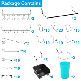 FRIMOONY FRIMOONY Pegboard Hooks, with Bins, Peg Locks, for Organizing Various Tools, 204 PCS, 80 of Which are Locks
