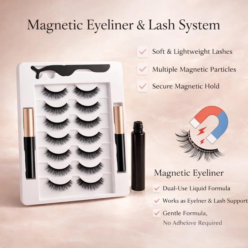 Magnetic Eyeliner & 3D Magnetic Lashes Kit with 7 Pairs