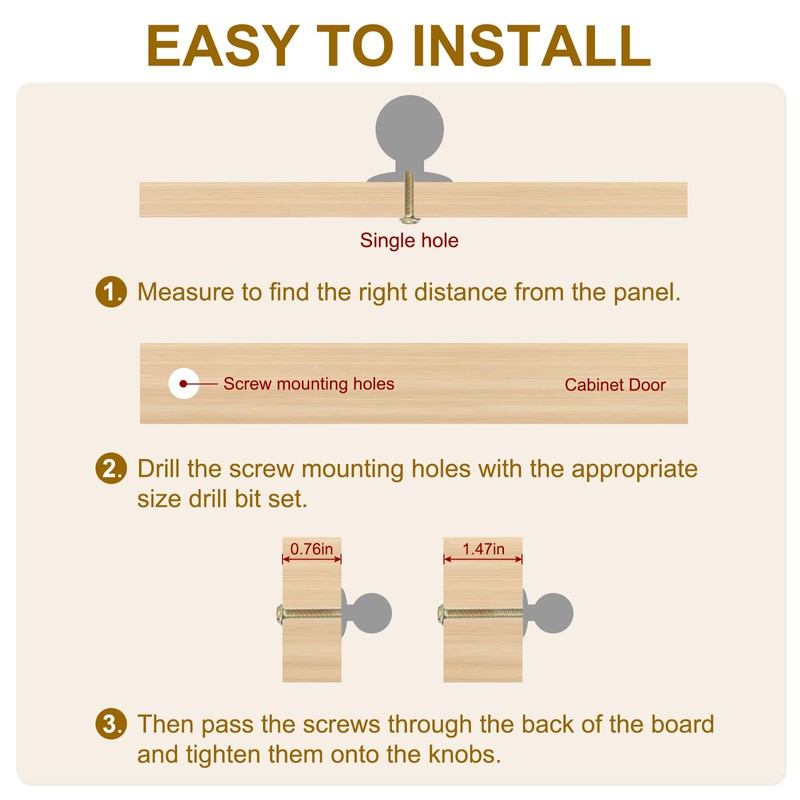 PATIKIL 1-3/8 Inch Knobs, 8 Pcs Round Drawer Dresser Knobs