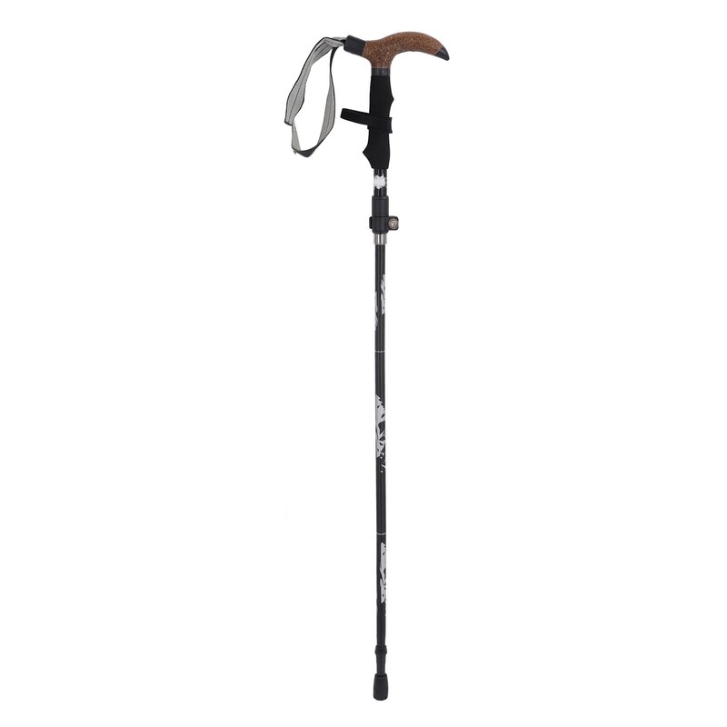 Trekking Pole Hiking Walking Stick 5 Fold Curved Handle Ultra