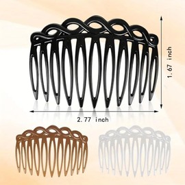 3Pcs 11 Teeth Hair Side Comb Transparent Twist French Elegant Style Hair Combs Accessories for Women Bridal Wedding Veil Fine Long Curly Hair Supplies