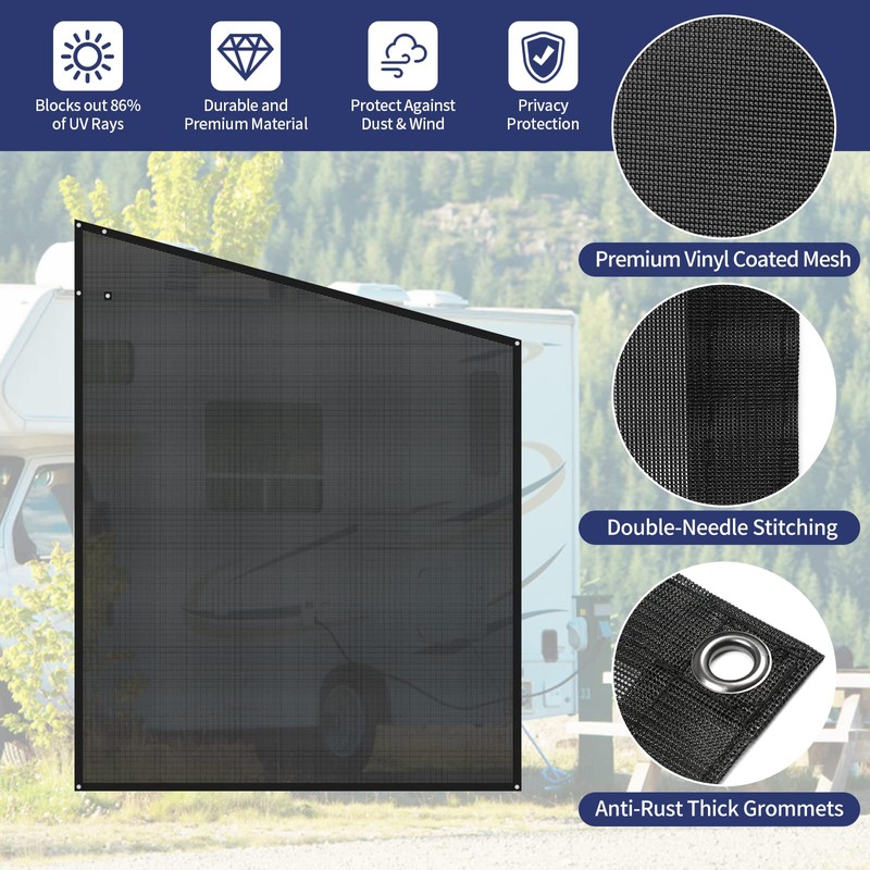 NAIMORUI RV Awning Side Shade, 9'X7' RV Awning Side Shade