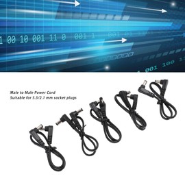 5pcs Right Angle DC Power Cable 5pcs Right Angle DC Plug Power Cable 5.5 mm x 2.1 mm 90 Degree DC Plug Power Cable for