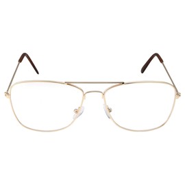 grinderPUNCH Clear Lens Gold Square Aviator Glasses Classic Without Prescription for Fashion, gold