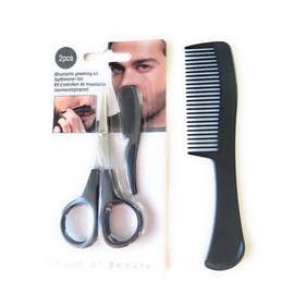 Multifunctional Grooming Kit - Beard and Mustache Trimming Scissors, Nose and Ear Hair Clipper, Eyebrow Shaping Comb - Precision Tools for Men and Women