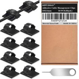 SZFUDIGO Adhesive Cable Holder Management Wire Clips 50 Pcs Black，Suitable for Cables with a Diameter of ≤ 6mm in Cars, Houses, and Offices