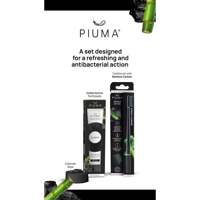 Piuma Care Geschenkset - Zahnbürste & Halter, Zahnpasta, Mundwasser &