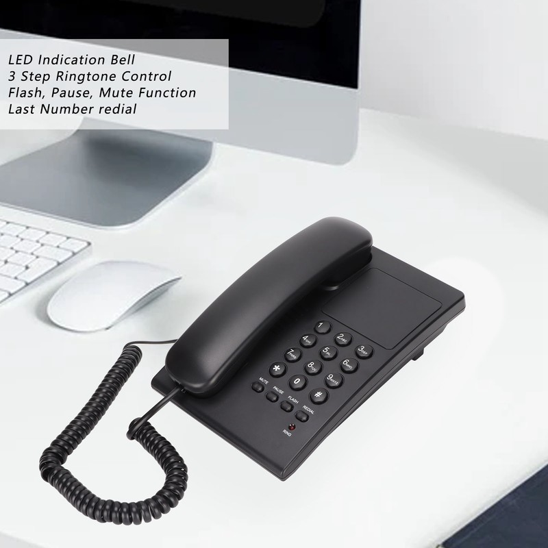 Home Corded Landline LED Indication Bell Mute Hands Free Speed
