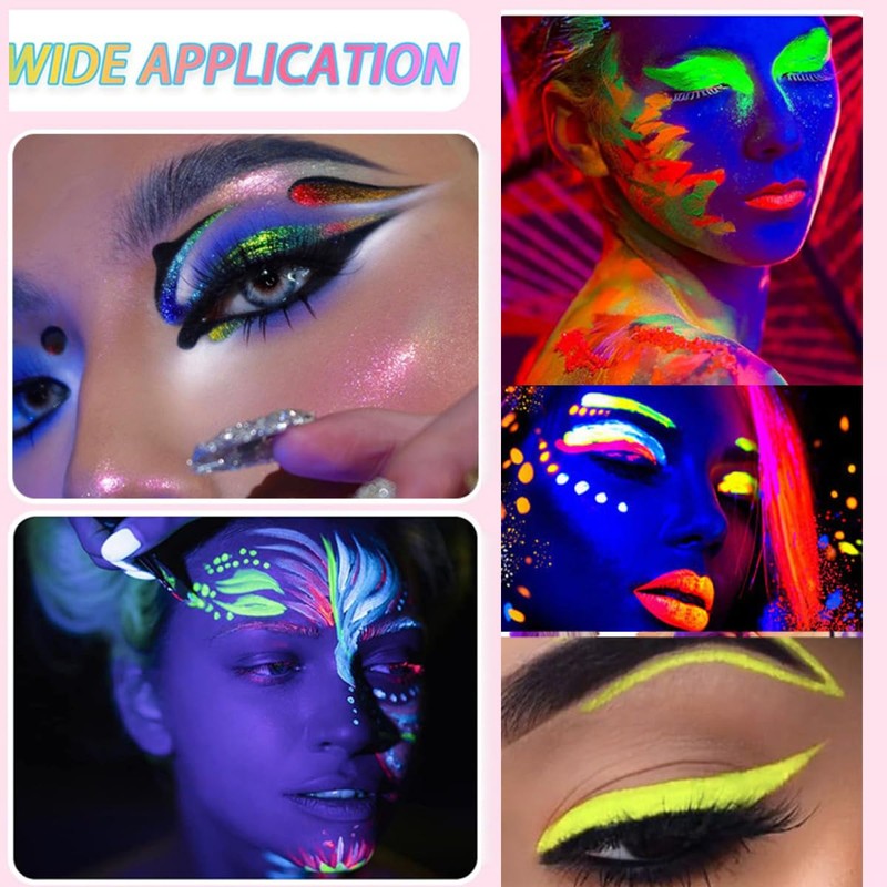 KARLOR 10 Color Fluorescent Eyeshadow, Glitter Luminous Neon UV Eyeshadow