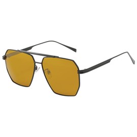 Dollger Oversized Square Sunglasses for Women Men Polarized Aviator Shades Retro Large Sun Glasses, Gold Frame Black Lens+matte Black Frame Black Lens, Large