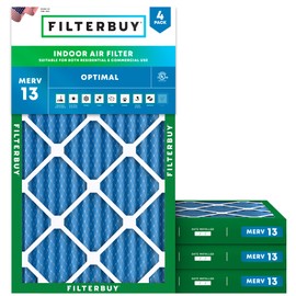 Filterbuy 14x36x2 Air Filter MERV 13 Optimal Defense (4-Pack), Pleated HVAC AC Furnace Air Filters Replacement (Actual Size: 13.50 x 35.50 x 1.75 Inches)