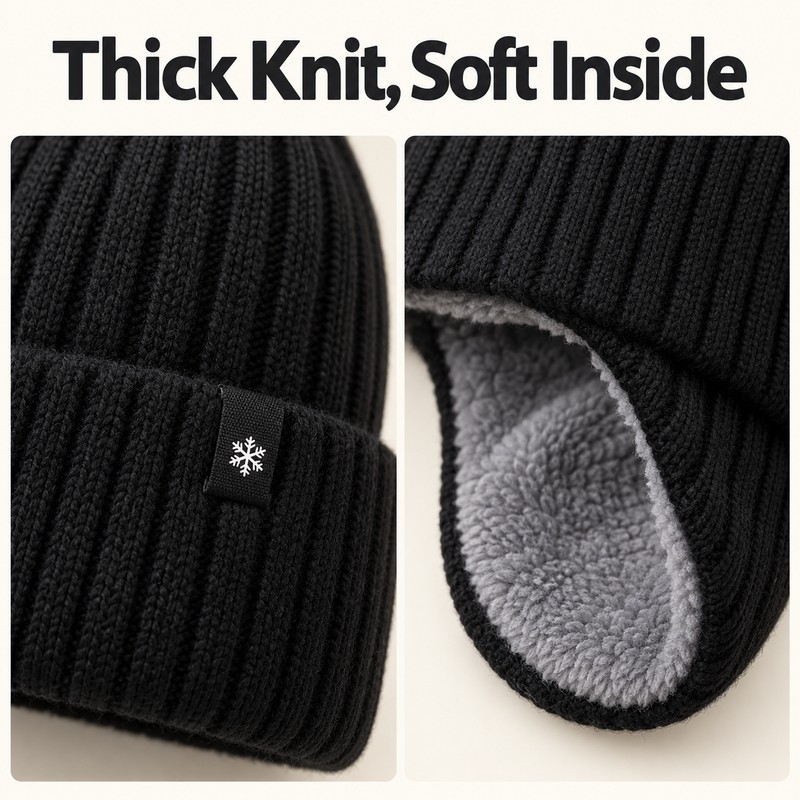 Winter Knit Hat with Ear Flaps for Men and Women