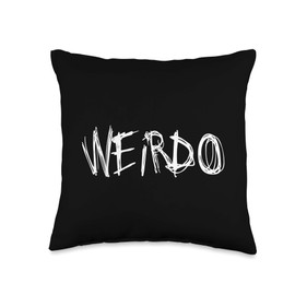 WEIRDO Emo Funny Goth Heavy Metal Kawaii Weird Gift Throw Pillow