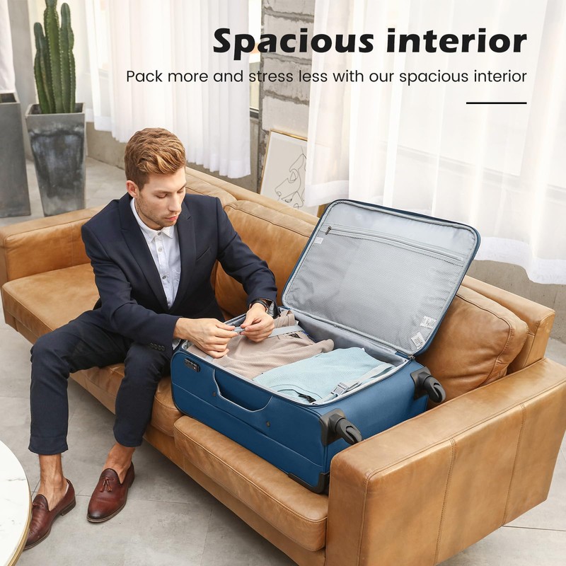 Coolife Luggage 4 Piece Set Suitcase Spinner TSA Lock Softshell