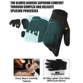 RIGWARL Mountain Bike Gloves, EUDE Anti-Fall Protection Motorcycle Gloves Women and Men, Ultra-Thin and Breathable Bike Gloves with Touchscreen Fingers for Riding ATV MTB Drit Bike