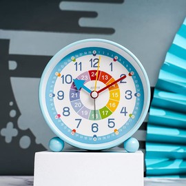 HOTIYOK Alarm Clock, Educational Clock, Children Learning Clock, Analog Clock, 24 Hour Display, Auxiliary Number, Silent, For Children, Students, Can Be Used As An Alarm Clock, Night Light, Convenient
