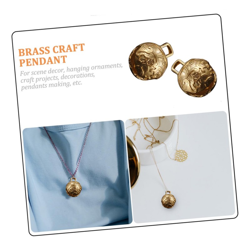 LALAFINA 2Pcs Retro Brass Bell Pendants for DIY Crafts Unique