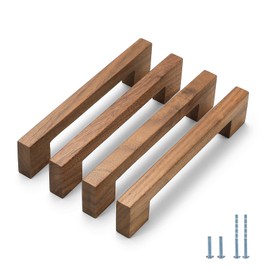 Evionlin Walnut Square 5 in 6 pcs Wooden Drawer Pulls Handle pulls for cabinets Kitchen Cabinet Drawer pulls Cabinet Door Pull