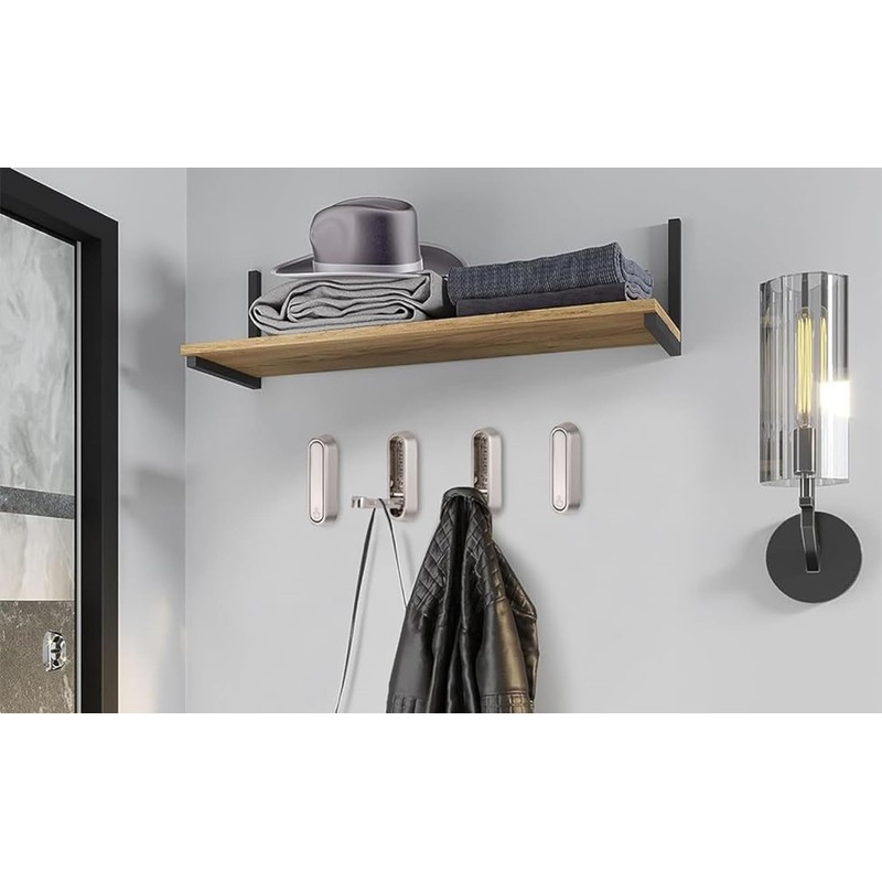 SYZOW Folding Coat Hooks, 4PCS Black Wall Hooks for Hanging