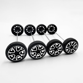 30PCS Toy Car Wheels 2mm Dia Shaft Plastic Wheels with Shaft Round Rod Axles for RC Car Truck DIY Model Toys Parts (2X30mm)