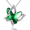 GEMMANCE Butterfly Crystal Necklace with Emerald Green Birthstone for May,