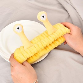 Snail Face Wash Headband Harirband Facial Makeup Headband for Washing Face Head Wrap Coral Fleece Elastic Headbands for Girls Women Creative Cartoon Hair Accessories for Spa Headband Yellow