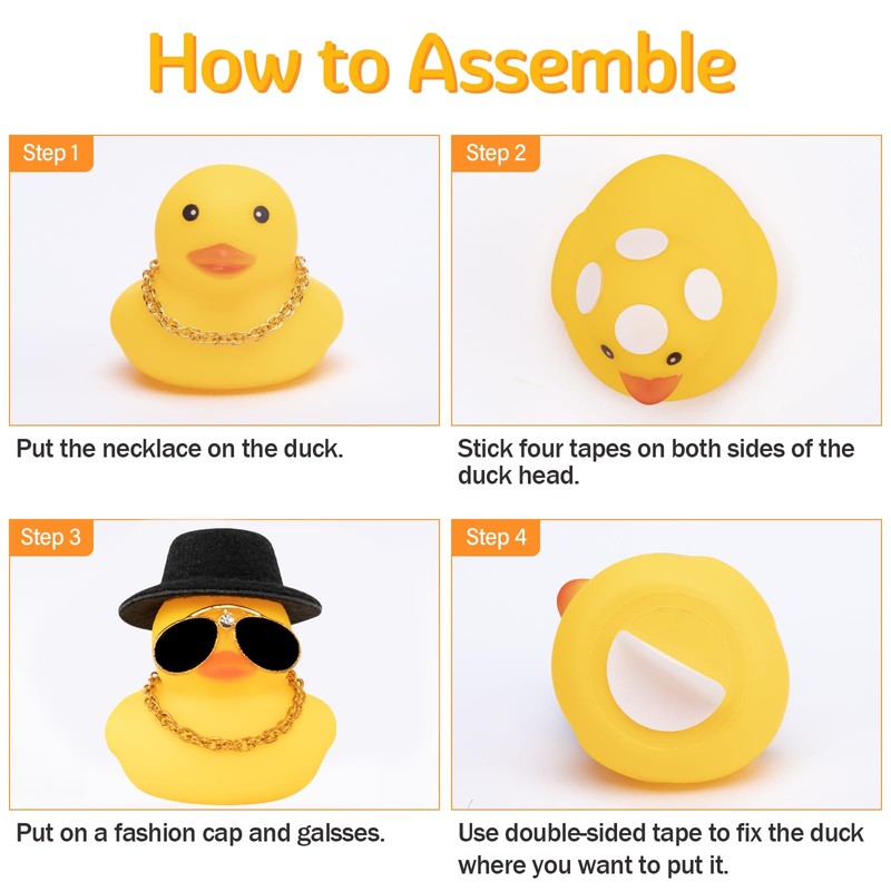 wonuu Car Accessory, Yellow Rubber Duck Decoration with Sun Hat,
