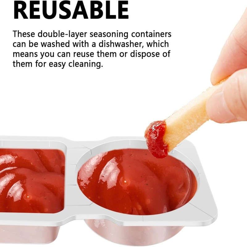 xinyee 40PCS Double Compartment Condiment Containers with Lids, 2 Compartment