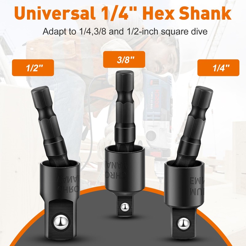 Flexible Drill Bit Extension Set,105° Right Angle Drill Attachment,1/4 3/8