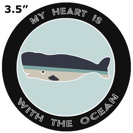 Athena Brands Whale My Heart is with The Ocean - Car Truck Window Bumper Graphic Sticker Decal - Black