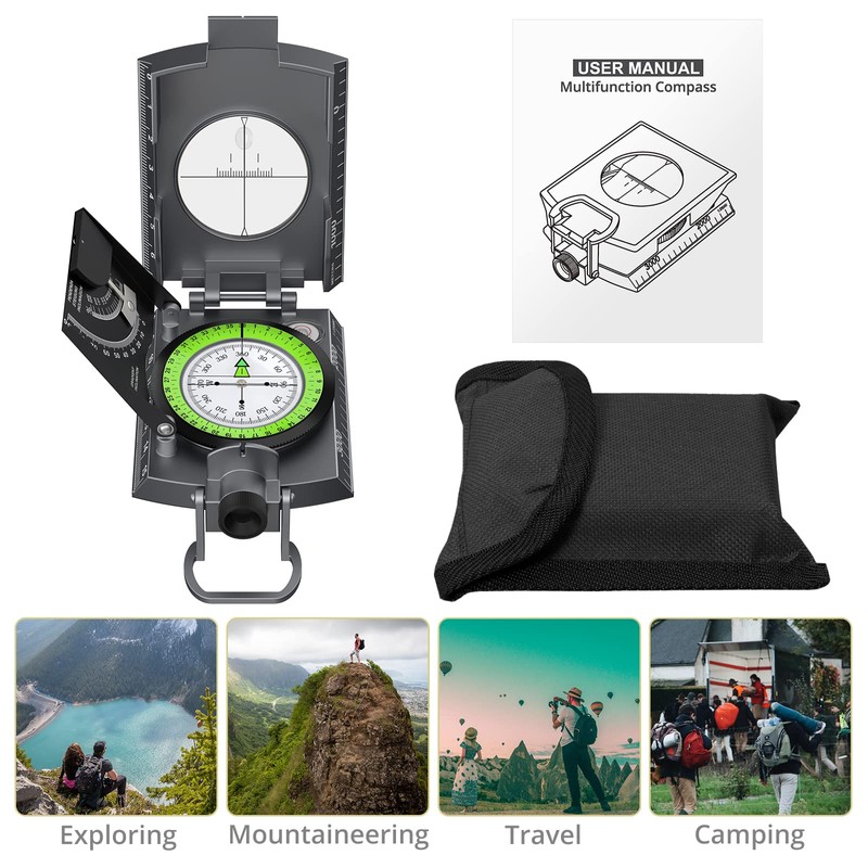 Anbte Professional Military Compass with Carry Bag Multifunctional Compass Sighting