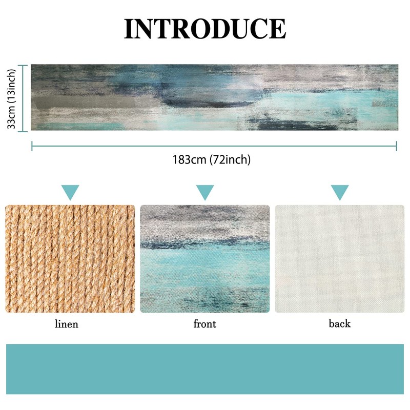 Teal Table Runner Linen Table Runner Thicken Turquoise Blue and