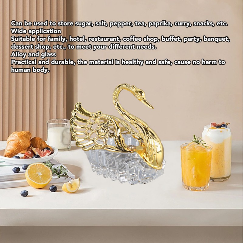 Swan Sugar Storage Jar European Modern Condiment Container Golden Seasoning