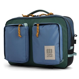 Topo Designs Global Briefcase - Bold Daily Carry Bag, Commuting Travel Pack with Oversized Zips, Signature Denver Style (Eco-Friendly/Stone Blue/Forest)