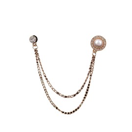 Pocket Watch Chain T Bar & Lobster Clasps Watch Vest for Men Curb Link Chain 2 Hooks (Golden, One size)