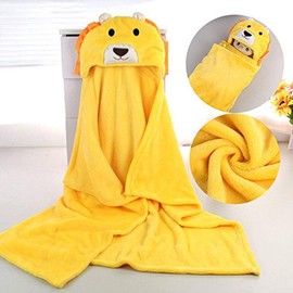 Hilmocho Baby Hooded Bath Towel Newborn Wrap Blanket with Hood Soft Coral Fleece Beach Towel for Toddlers