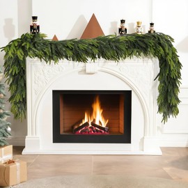 9 Ft Artificial Norfolk Pine Christmas Garlands, Faux Real Touch Greenery Garland for Indoor, Table, Mantel, Wall, Stairs Railing, Artificial Plant Winter Holiday Decor Outdoor Christmas Decorations